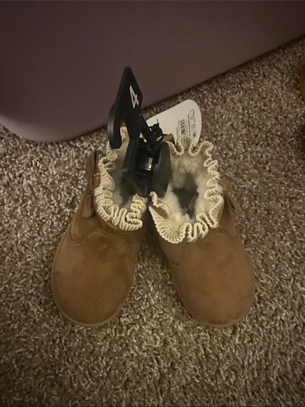 wonder nation Toddler Tan Bow Ruffle Ankle Boots